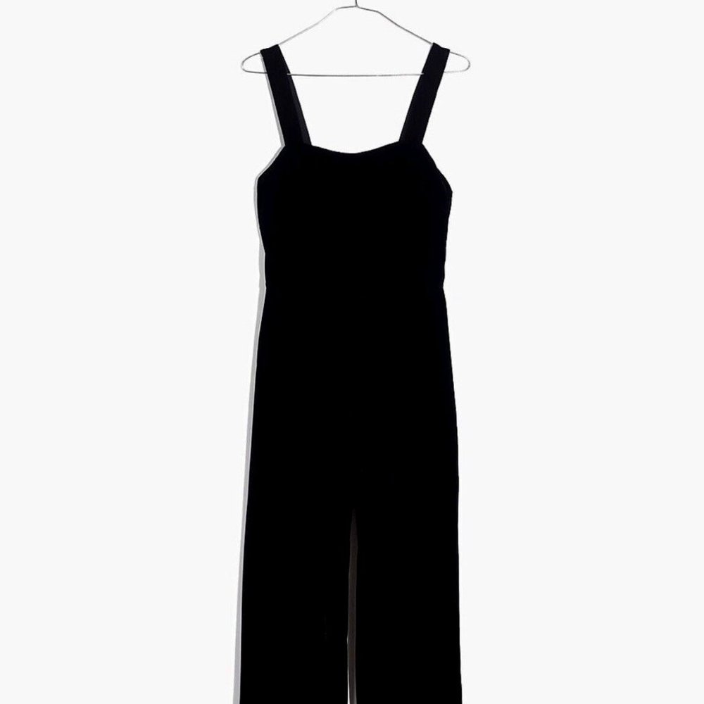 Madewell Crushed Velvet Wide Leg Jumpsuit - Black